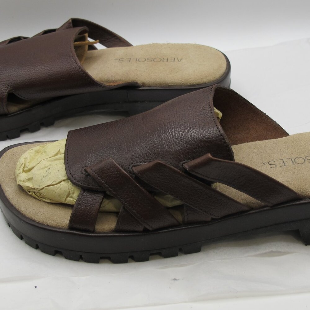 Aerosoles brown leather slide in 8.5N   NEW